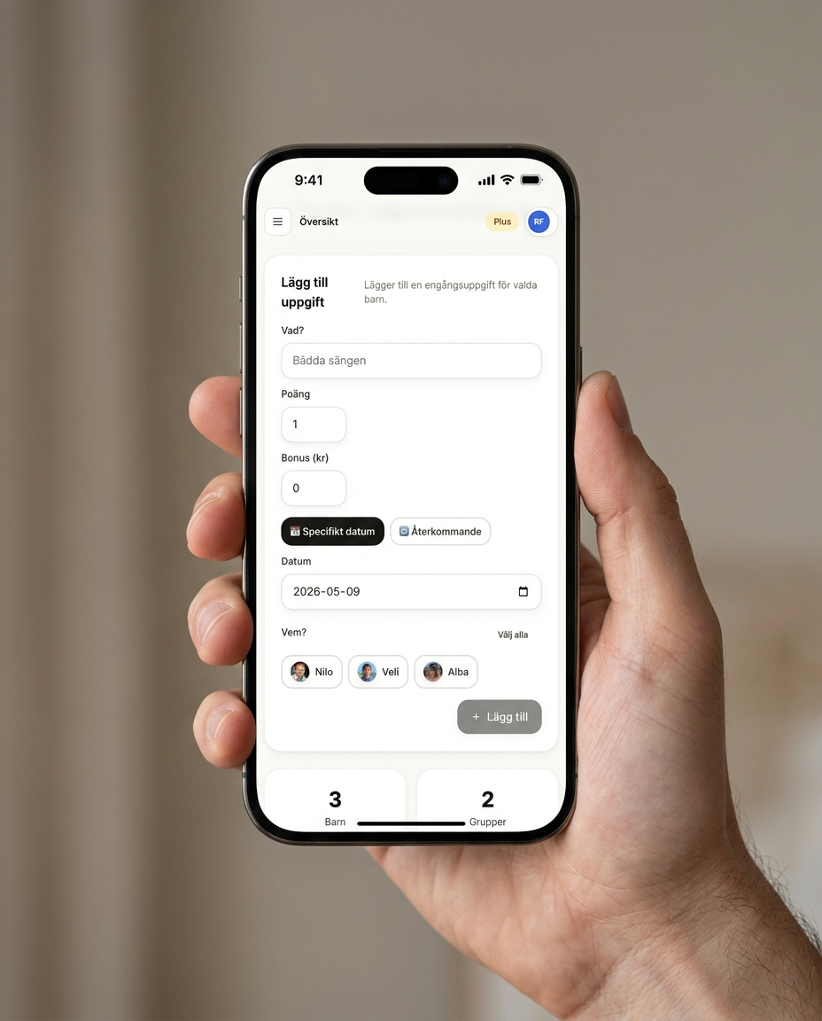 Tiny Task parent app on iPhone
